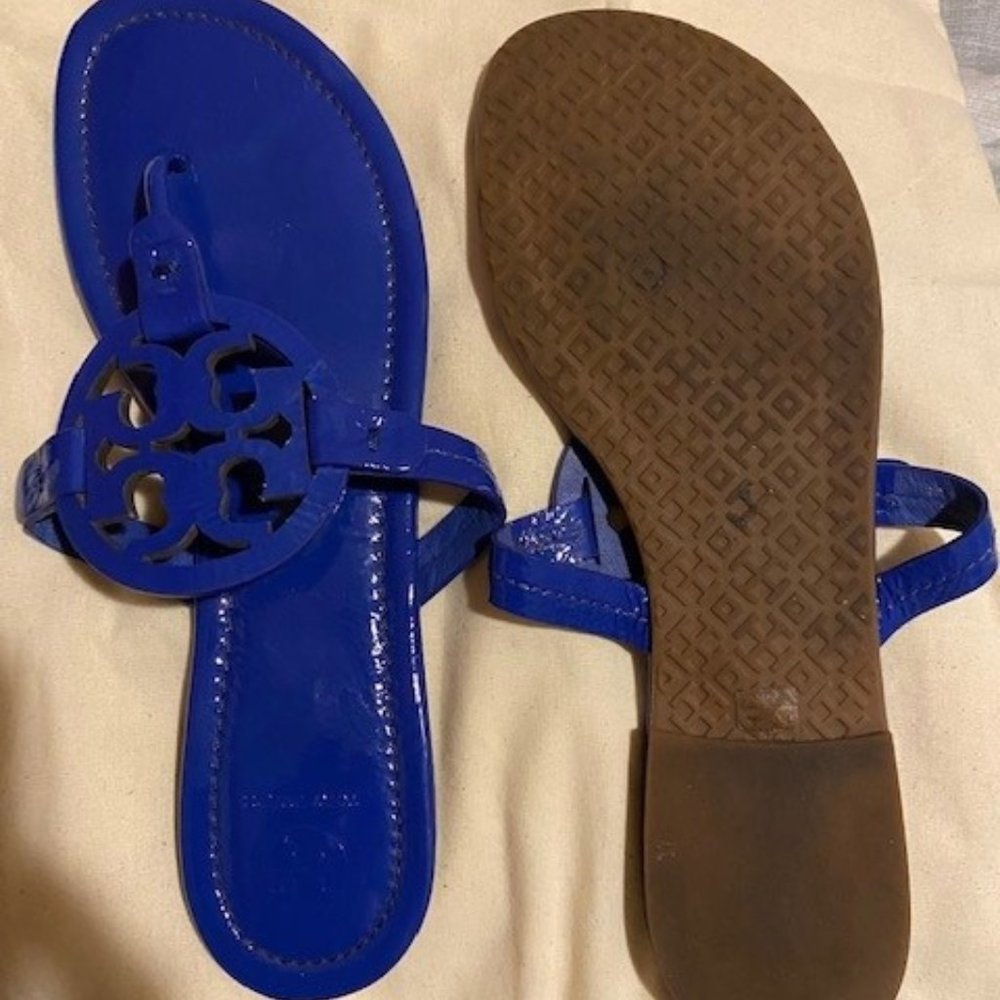 Tory Burch Nautical Blue Patent Sandal, Sz 10